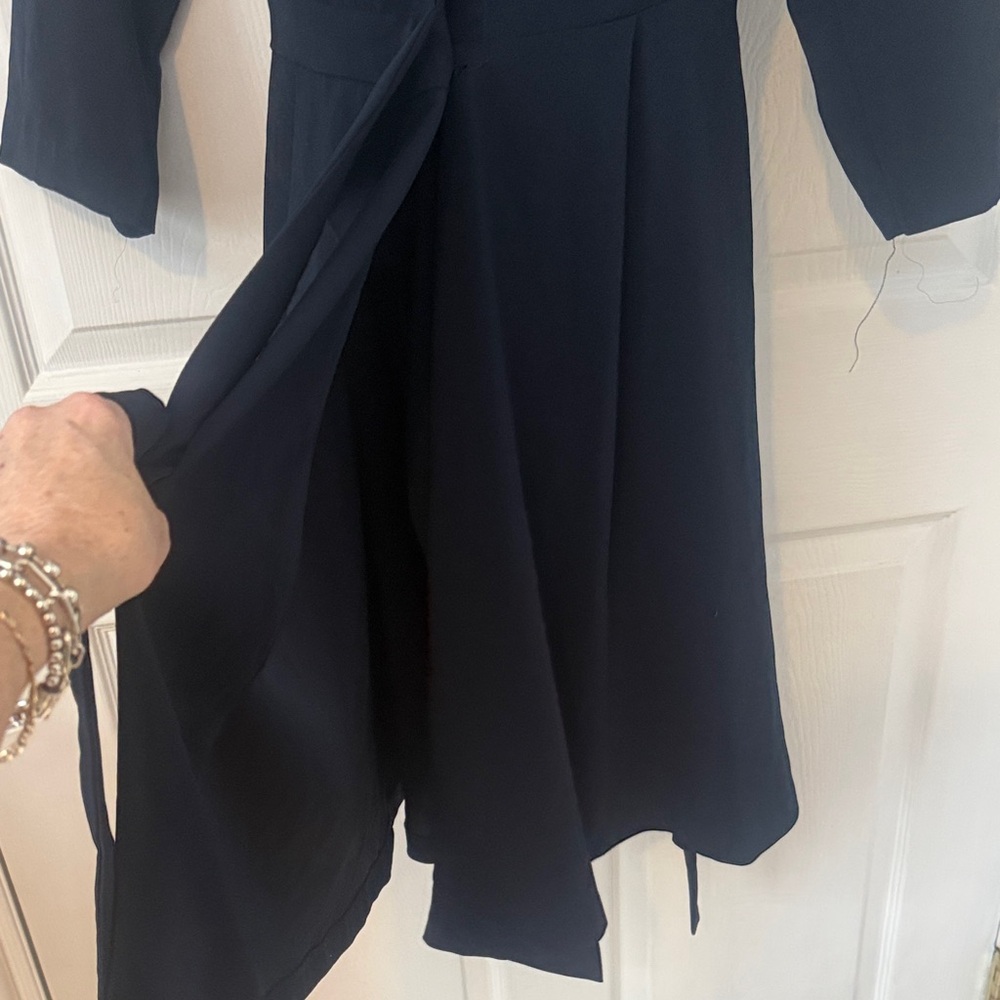 ICHI Navy 3/4 Sleeve Wrap-Style Dress - Picture 3 of 15